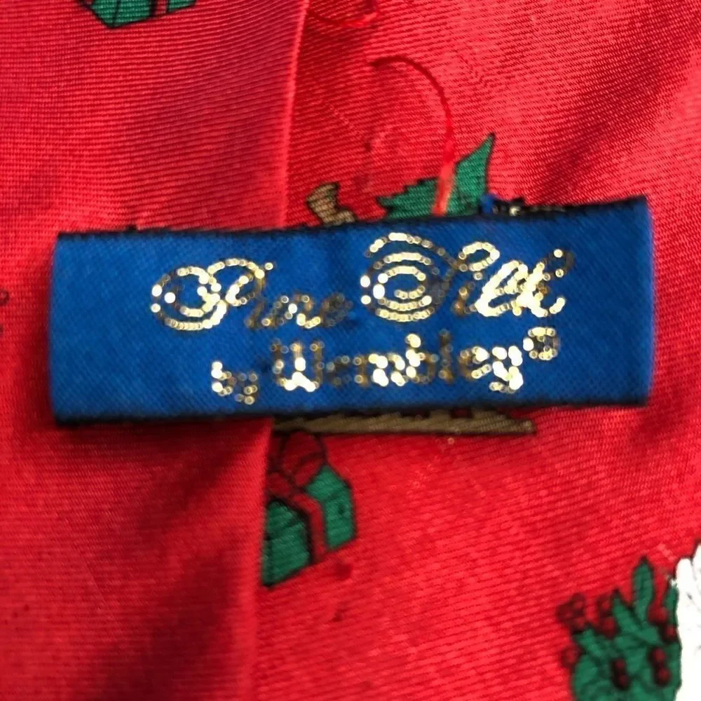 WEMBLEY🎅🏻Pure Silk Red Santa Claus Christmas Tie